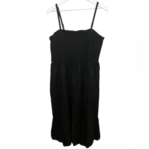 GAP Dresses & Skirts - Gap Linen Blend Smocked Midi Dress Quiet Luxury Minimalist Neutral Black XXL